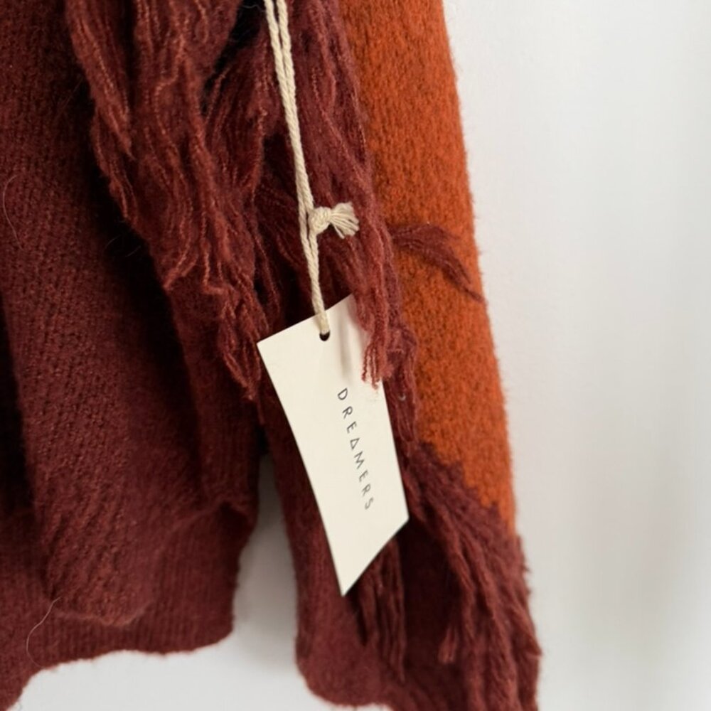 Dreamers Fringe Sweater S/M Cozy Boho Western Oversized Fall Knit - Picture 5 of 9